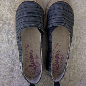 Sugar Women's Navy Striped Flats
